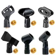 5 CORE Universal Microphone Clip Holder Combo Pack with Nut Adapters 6 Pack, Black- 123478 6PCS MC 123478 6PCS
